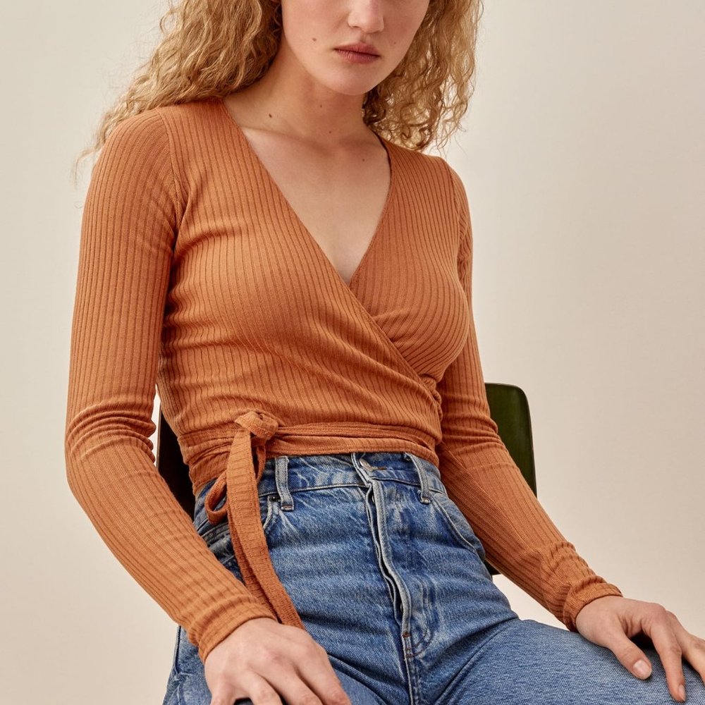 Reformation Petalo Tie Top XL